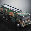 Camouflage Military Tanker Truck With Multiple Circular Hatches On Tank Body
