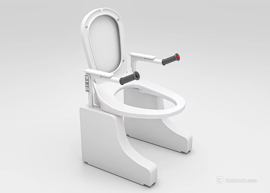 White Assistive Toilet With Stable Armrests And Supportive Base For Safe Use Design 3d model 