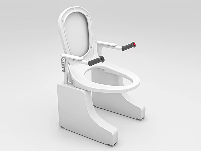 White Assistive Toilet With Stable Armrests And Supportive Base For Safe Use Design 3d model