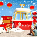Charming Photo Check-in Spot With Red Lanterns Snowflakes White Rabbit And Snowman