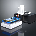 Computer Hardware Components Blue Circuit Board With Pins And Black Module White Heatsink