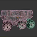 Vintage Rusty Tank With Six Wheels Metallic Finish And Bottom Reflections