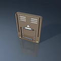Brown Metal Component With Ventilation Slots Triangle Symbol And Spring Mechanism