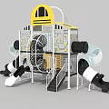 Amusement equipment combination slide small doctor plastic slide climbing net 3d model