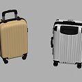Gold And White Hard Shell Suitcases With Telescopic Handles And Wheels 3d model