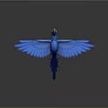 Vibrant Blue Parrot Animal Painting With Spread Wings And Detailed Feathers