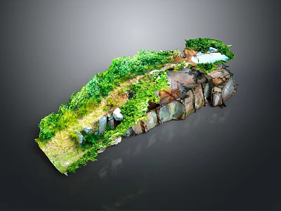 Miniature Landscape Model Featuring Rock Formations Green Plants Winding Pathway And Small Pond 3d model
