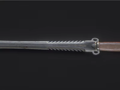 Antique Decorative Sword With Metal Blade Carved Pattern And Intricate Handle Design 3d model