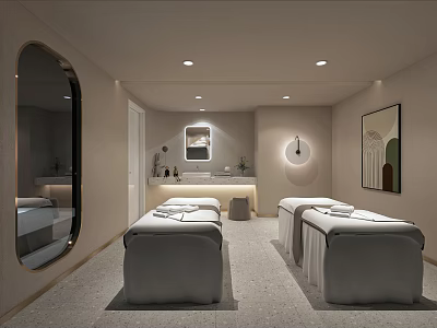 Modern SPA Room With Massage Beds And Minimalist Decor 3d model