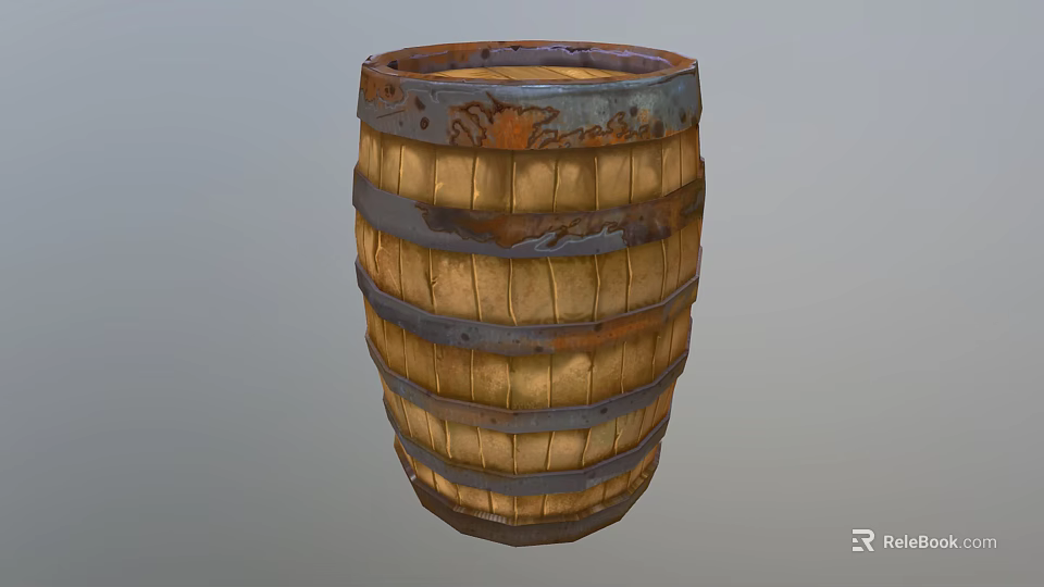 Vintage Wooden Barrel With Metal Hoops And Rustic Surface Texture Design 3d model 