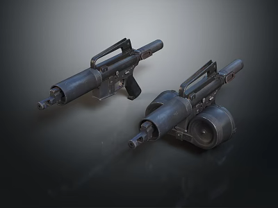 Vintage Double Barrel Shotguns With Metal Barrels And Wooden Grips 3d model