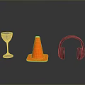 Everyday Living Items Featuring Silver Cocktail Glass Orange Traffic Cone And Black Headphones