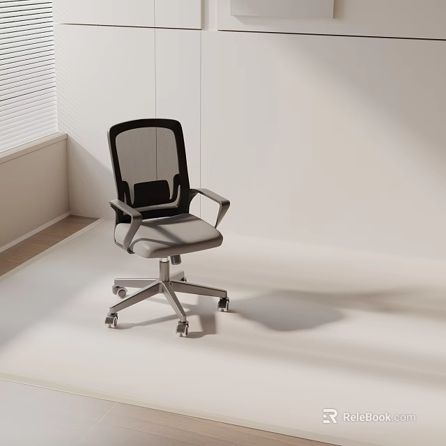 Modern Office Chair With Mesh Backrest Gray Seat Metal Frame And Wheels 3d model 