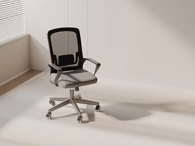 Modern Office Chair With Mesh Backrest Gray Seat Metal Frame And Wheels 3d model
