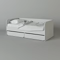 White Children's Bed With Storage Drawers And Colorful Bedding Design