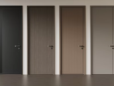 Modern Stylish Hinged Doors With Black Wood Brown And Gray Color Options 3d model