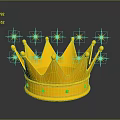 Elegant Golden Crown Fashion Accessory With Green Gemstones And Star Decorations