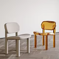 Modern Light Gray Fabric Chair And Yellow Acrylic Chair In Stylish Interior Design