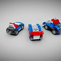 Electric Toys Building Block Cars in Blue White Red Small Racing Vehicles for Kids