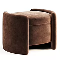 Modern Brown Upholstered Shoe Bench With Curved Armrests And Storage