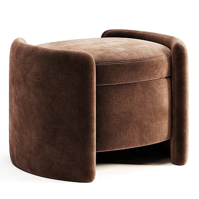 Modern Brown Upholstered Shoe Bench With Curved Armrests And Storage 3d model