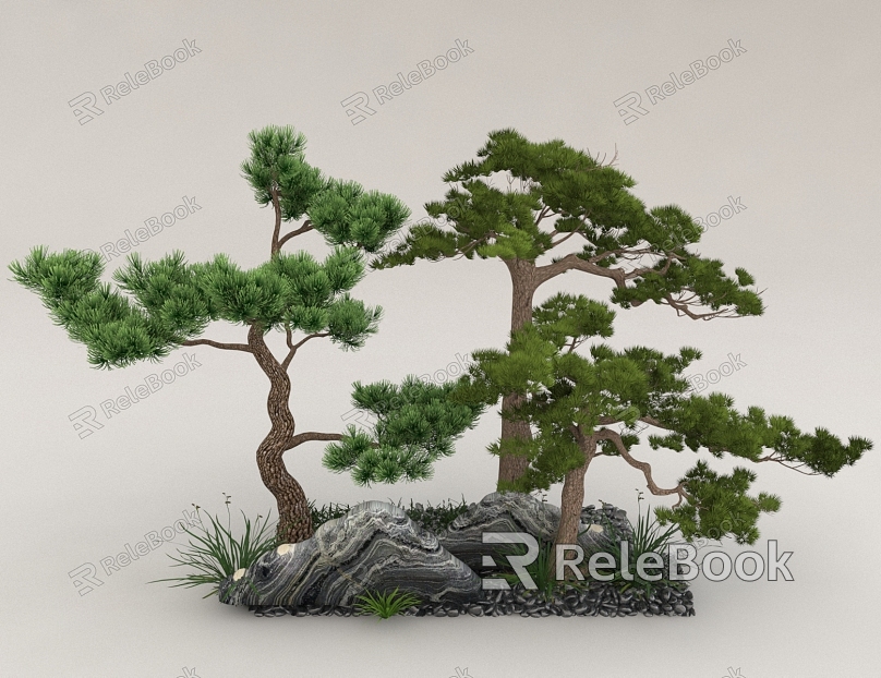 Green Landscape Chinese Garden Trees model