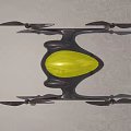 Black Drone With Yellow Top On Gray Surface And Four Propellers 3d model