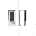 White Swing Doors With Black Grid Pattern And Modern Simple Design For Home
