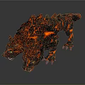 Dual Headed Lava Monster With Molten Rock Texture And Glowing Lava Body