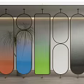 Modern Colorful Room Dividers with Various Shapes and Metal Frames for Interior Decoration