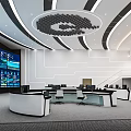 Modern Monitoring Room Command and Control Hall Monitoring Hall Dispatching Command Center Office Desk and Chair 3d model