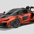 Red Sports Car with Black Accents Large Rear Wing Sleek Body and Black Wheels Design