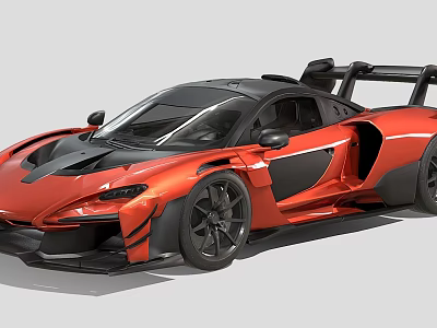 Red Sports Car with Black Accents Large Rear Wing Sleek Body and Black Wheels Design 3d model