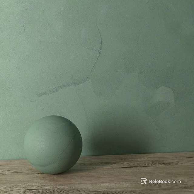 Light Green Sphere Decorative Component On Wooden Surface With Textured Wall 3d model 