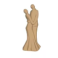 Golden Couples Embracing Statue With Smooth Metallic Finish Design
