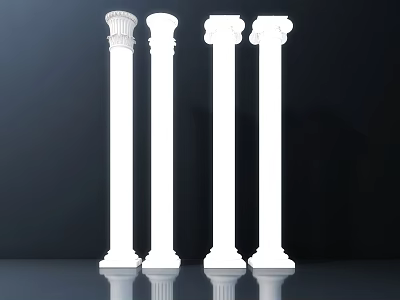 White Classical Roman Columns With Different Capitals And Architectural Decorative Elements 3d model