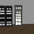 Elegant Modern Kitchen Appliances With Glass Door Cabinets Interior Lighting And Tableware Storage