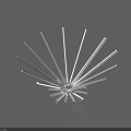 Silver Radiating Ornament Set with Slender Metal Strips Fan Shaped Arrangement on Grey Background Shadow