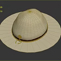Classic White Wide Brim Hat with Brown Band and Golden Buckle Decoration