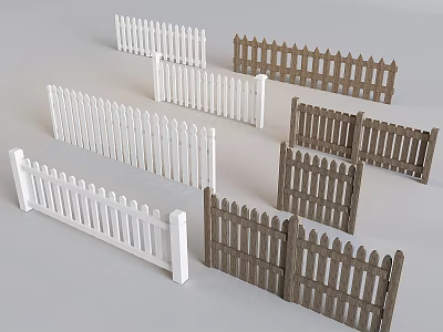 Cream solid wood railing fence fence partition fence courtyard fence 3d model