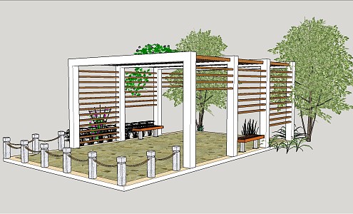 Modern porch flower stand 3d model