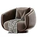 Cozy Floral Bird Print Armchair With Brown Leather Frame And Plaid Blanket