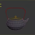Traditional Cast Iron Teapot With Curved Handle Round Lid And Red Knob