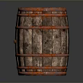 Rustic Wooden Barrel With Red Metal Hoops For Home Living Supplies