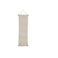 Elegant Long Beige Handwoven Tapestry With Fringe For Decorative Wall Art