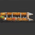 Old Worn Inflatable Boat With Yellow Orange And Green On White Surface With Gray Marks