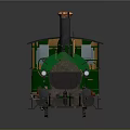 Vintage Green Steam Train Model With Black Chimney Red Base And Metal Wheels