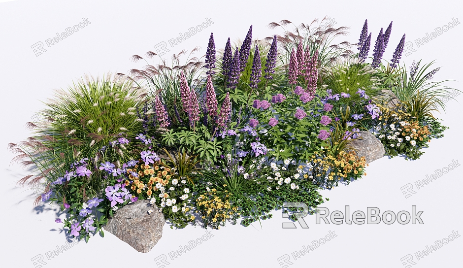 modern shrubs flowers and plants flower glasses flower bed plant combination green plant model