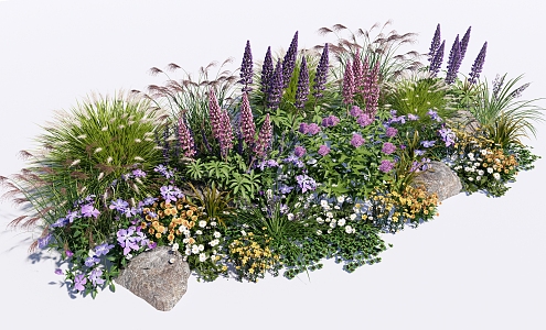 modern shrubs flowers and plants flower glasses flower bed plant combination green plant 3d model