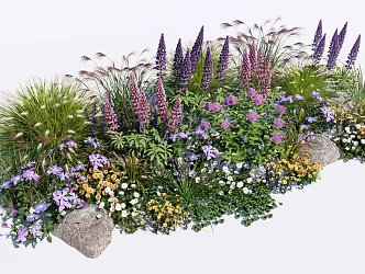 modern shrubs flowers and plants flower glasses flower bed plant combination green plant 3d model